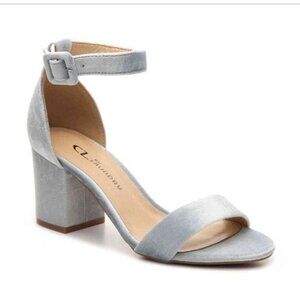 CL by Laundry Jody Sandal | Light Blue Velvet Block Heel Sandal